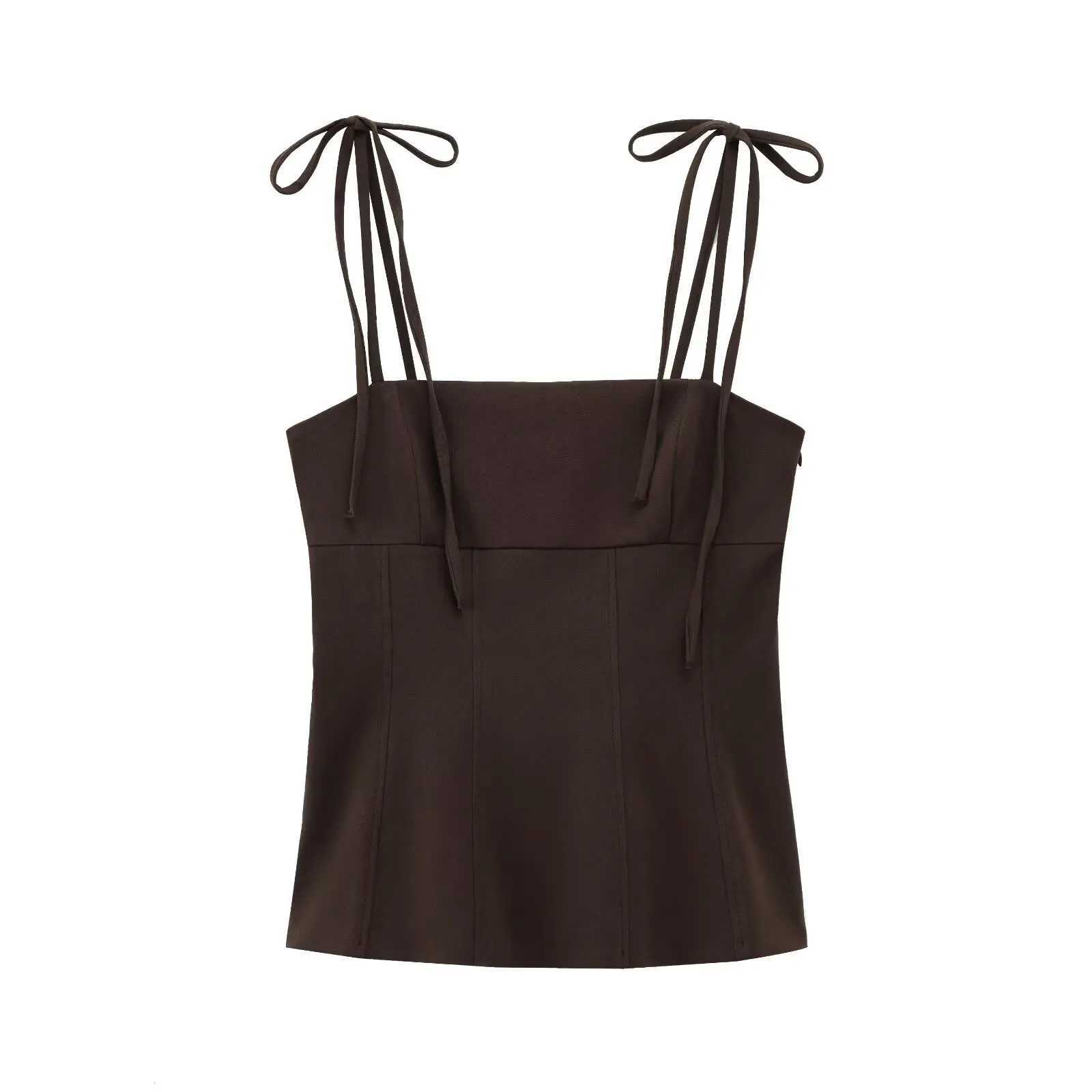 UNIZERA womens top with sexy bow decoration straight neck elastic suspender vest temperament summer new short top M250513