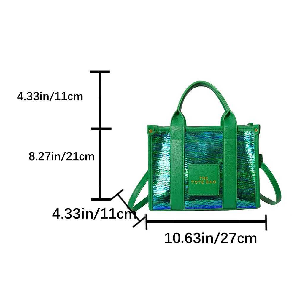 New The Tote Bag Letter Printed Sequins Top-Handle Bag Women Leather Handbag Luxury Designer Glitter Shoulder Crossbody BagXJ250513