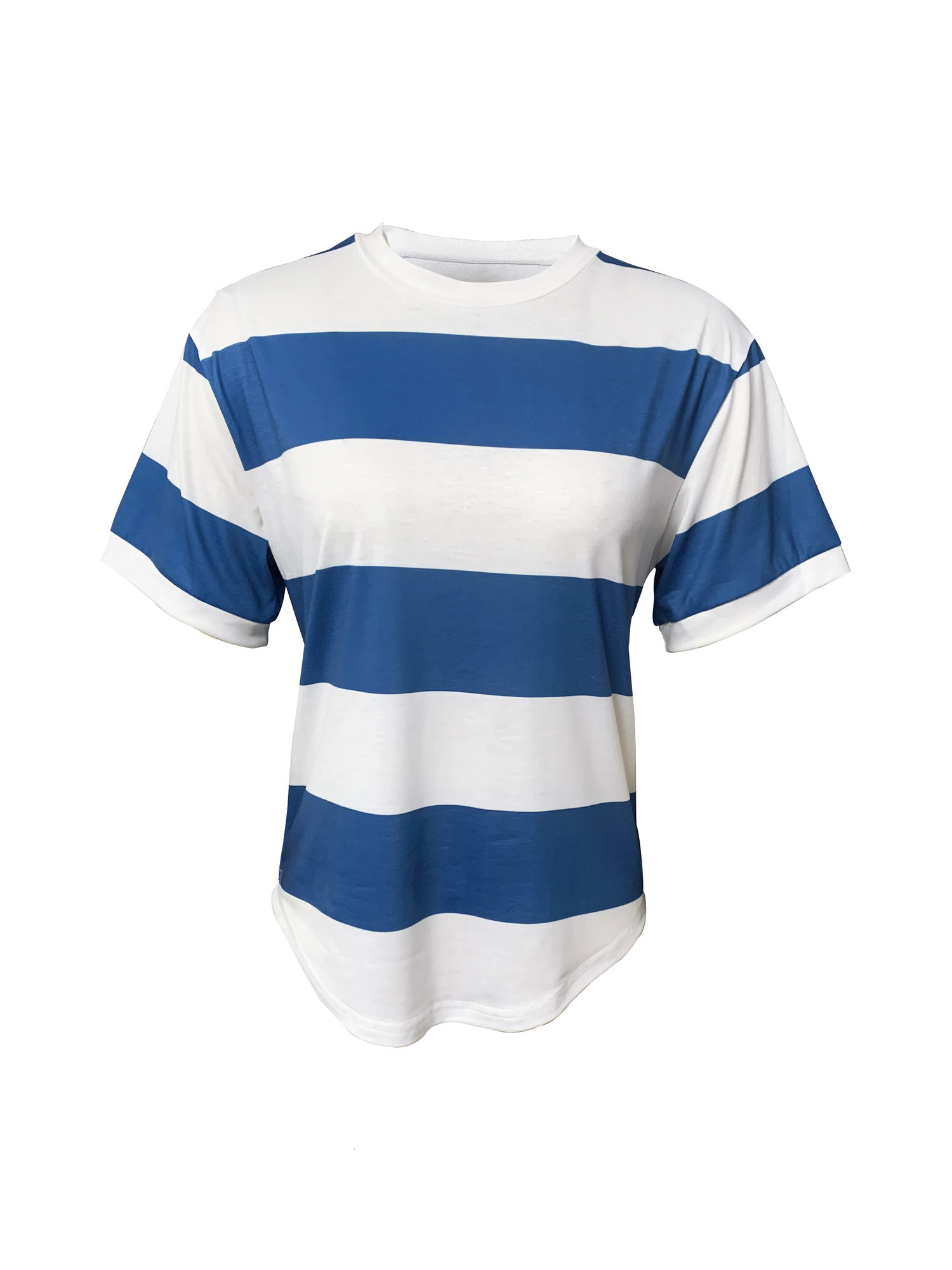Womens Striped Printed Round Neck Short Sleeve Casual TShirt summer outfits for womenleisurely tops women clothes 250513
