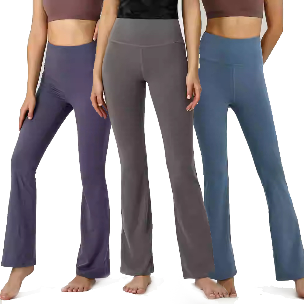 Womens Yoga Outfit Flared Pants Trousers Elastic Girls High Waist Exercise Sport Running Gym Fit Belly Bell-Bottoms Long Pant