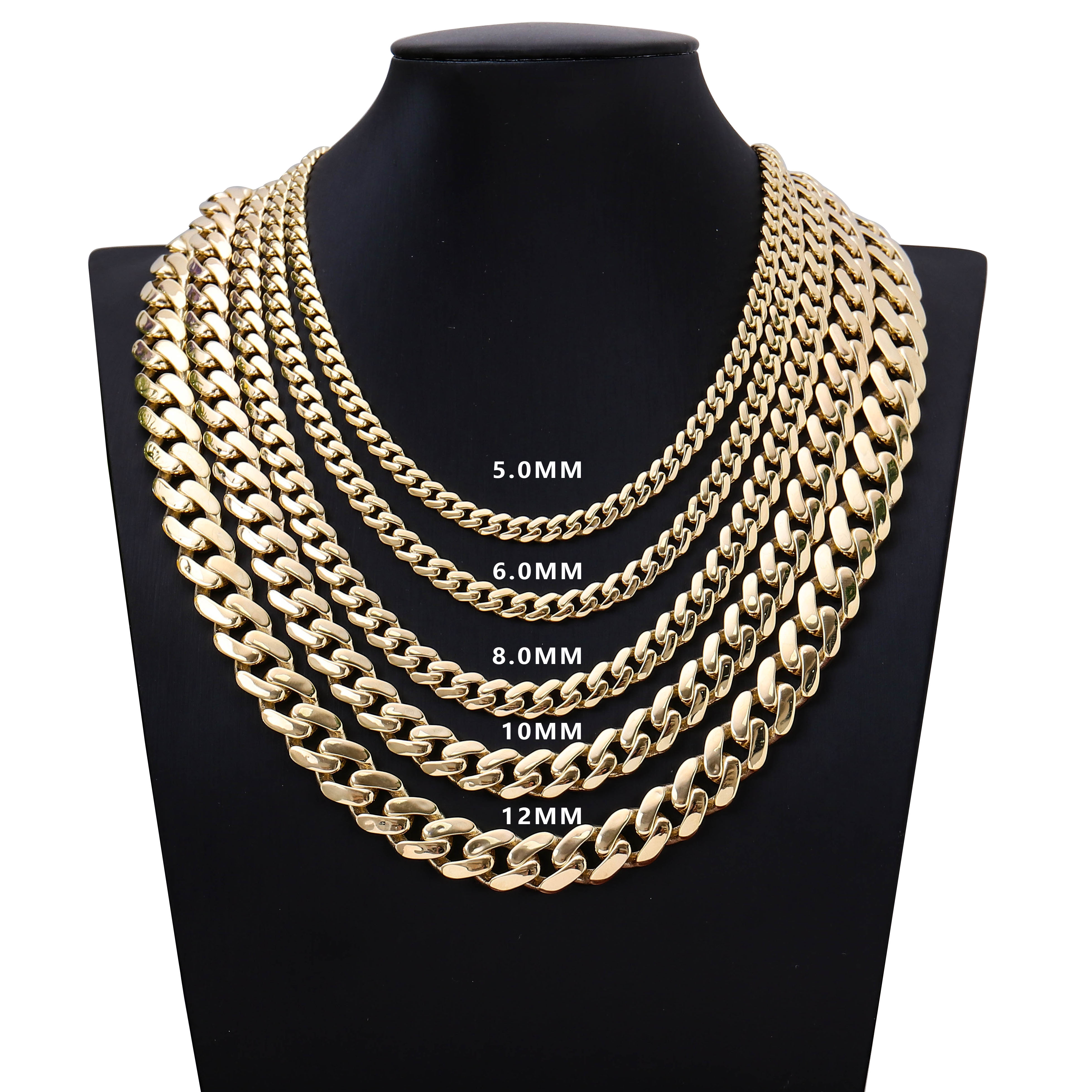 Provence Jewelry Fine Jewelry 6-12mm Moissanite Cuban Link Chain Necklace 925silver with 14k Yellow Gold Plated Hiphop Style Iced Out Cuban Chain Neck