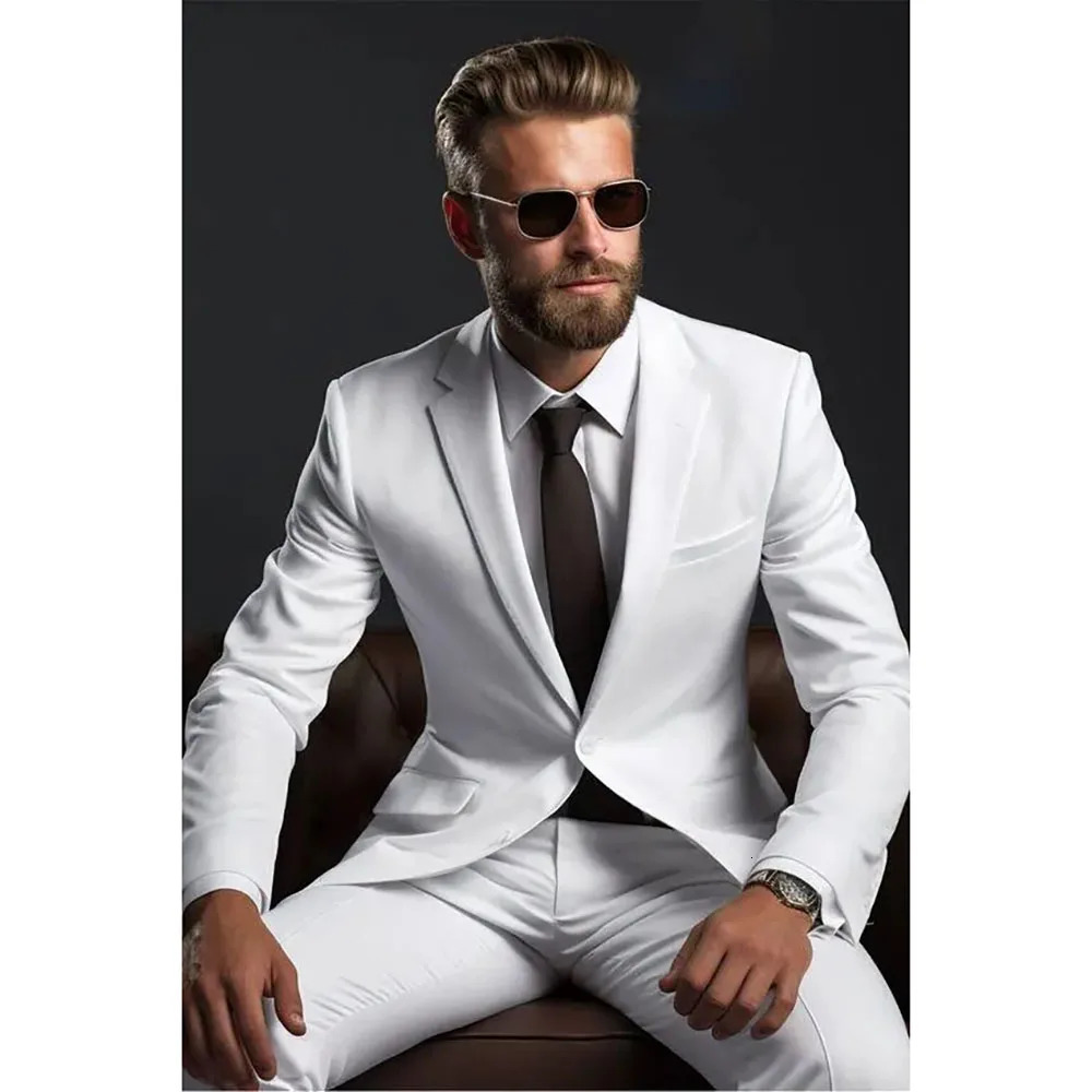 Mens twopiece set jacketpants single hole lapel clothing mens business wedding groom 250506