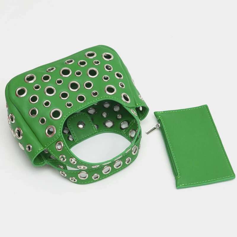 Fashion Hollow Rivet Small Tote Bag Cute Women Handbags Designer Pu Leather Chains Shoulder Crossbody Bags Trend Purses