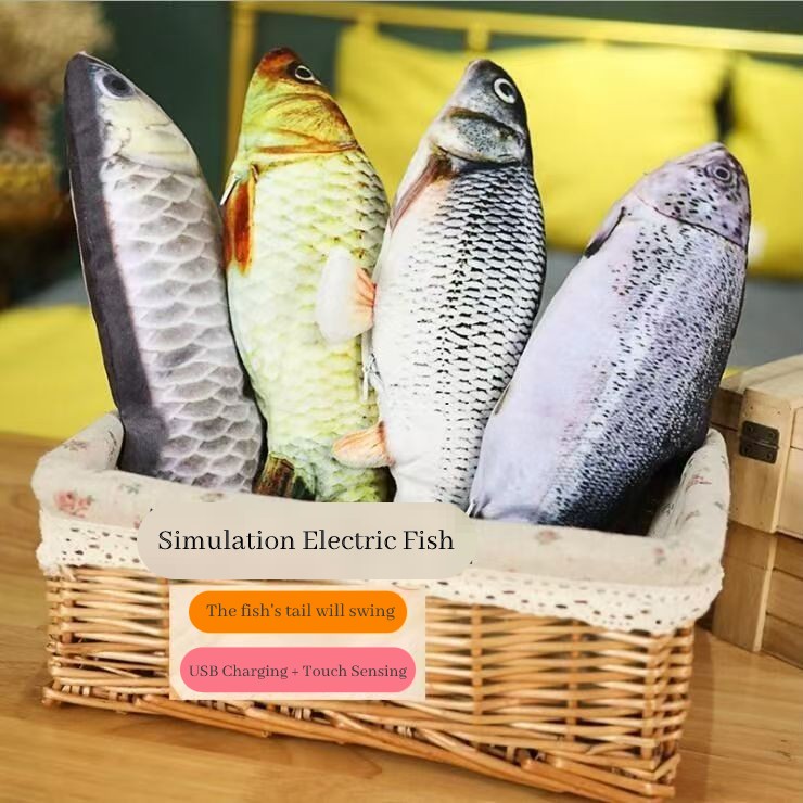 Electric Simulated Fish USB Charging Cat Toy with Swinging Motion