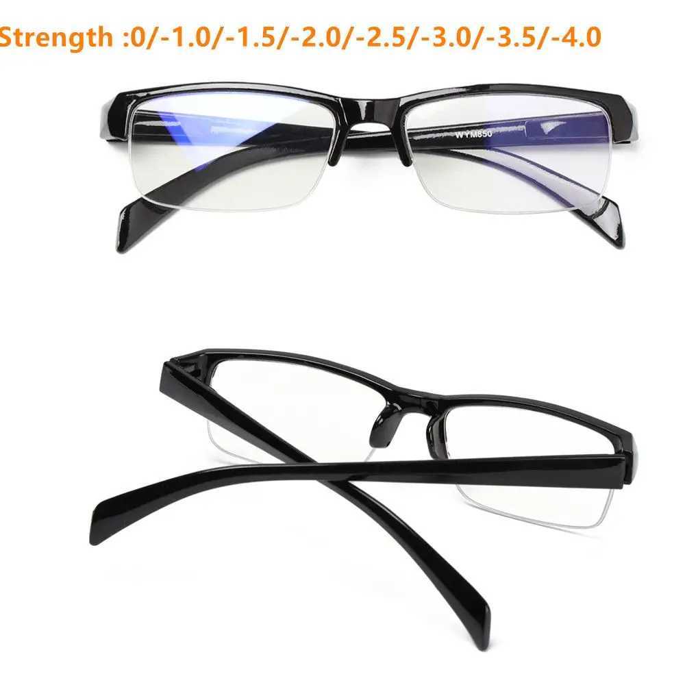 Unisex Myopia Glasses Women Men High Quality Half Frame Prescription Eyeglasses Black Frames Diopter W250513