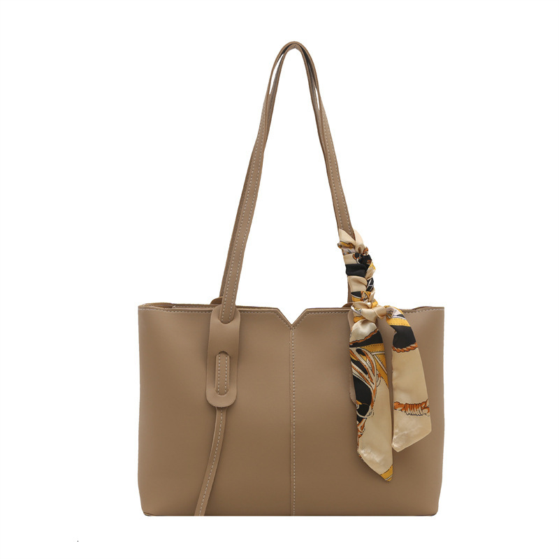 Fashion Splicing Handheld Tote Women's 2025 Summer New Style Silk Scarf Light Luxury Shoulder Commuter Underarm Bag