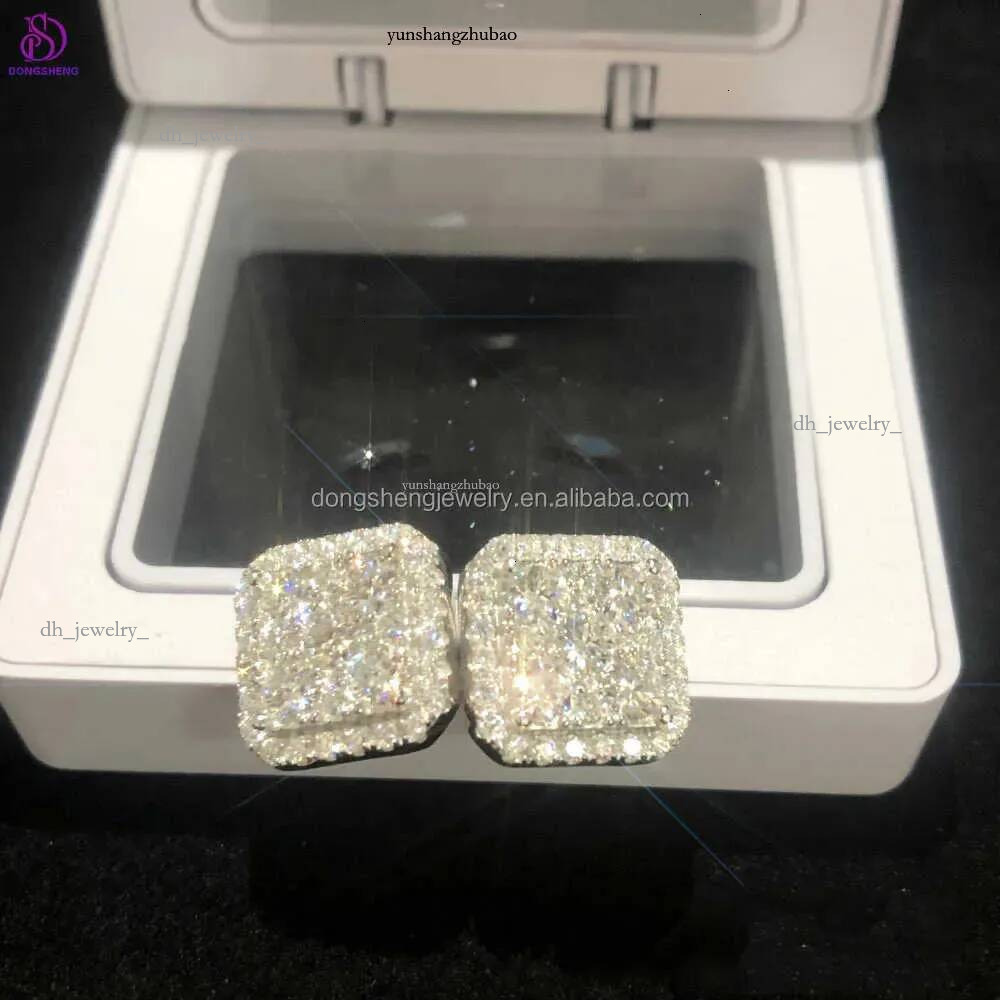 Custom Fashion Finey Jewelry Sterg Sier Earrings Ice Out Vvs Moissanite Dia Earring for Woman