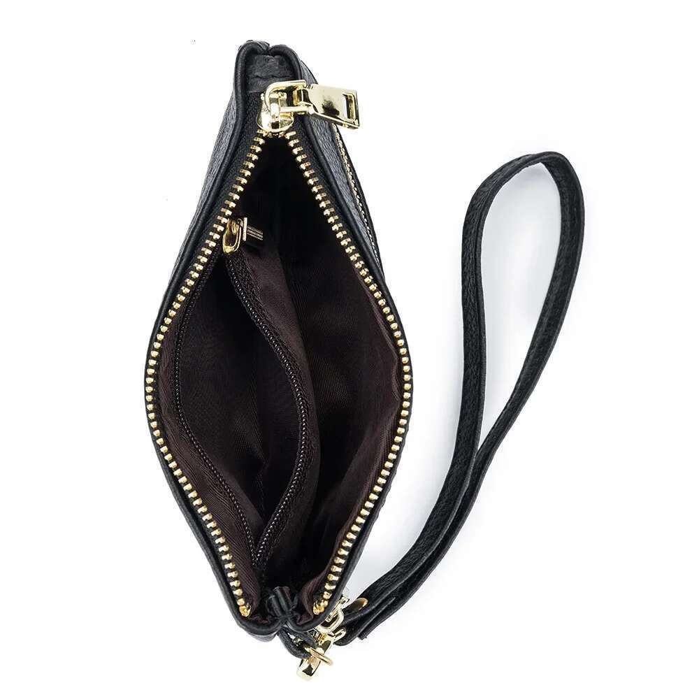 Women's Wallets Ladies Small Genuine Leather Zipper Purses Large Capacity Cowhide Money Bag With Wrist Strap Coin Card Holders