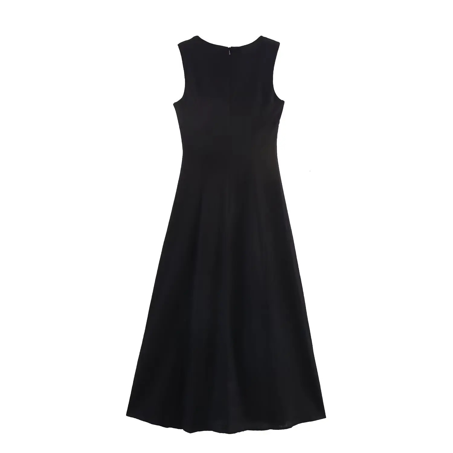 UNIZERA Sleeveless Square Collar Singlebreasted Simple and Fashionable Temperament Versatile Dress Womens Clothing 250513