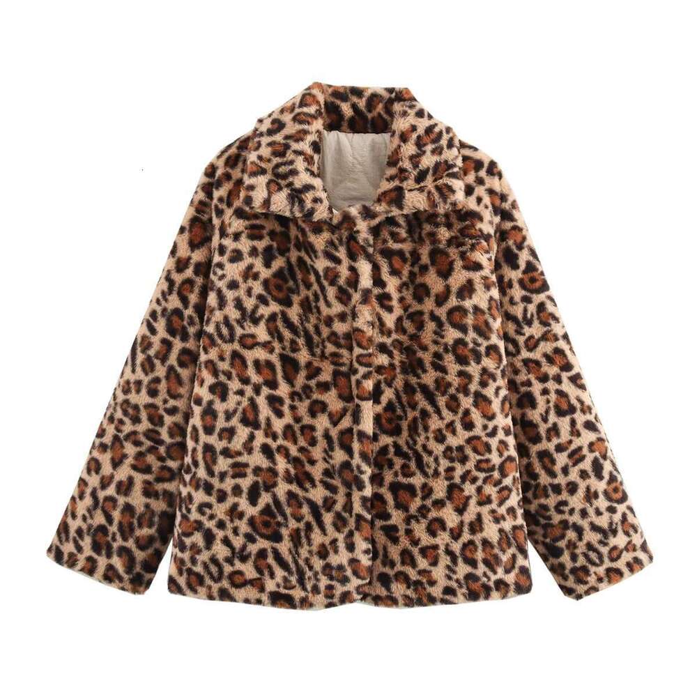 New European and American style lapel reversible leopard print ing quilted cotton warm jacket