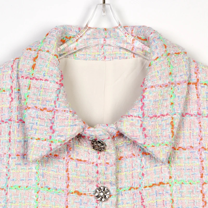 fashionable and elegant pink agereducing plaid socialite temperament lapel singlebreasted small fragrance style vest 250506