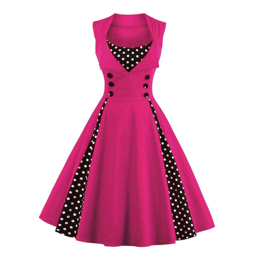Women Clothes Dress Women S Big Swing Gothic Skirt S Red Polka Dot Dress Straight KQ