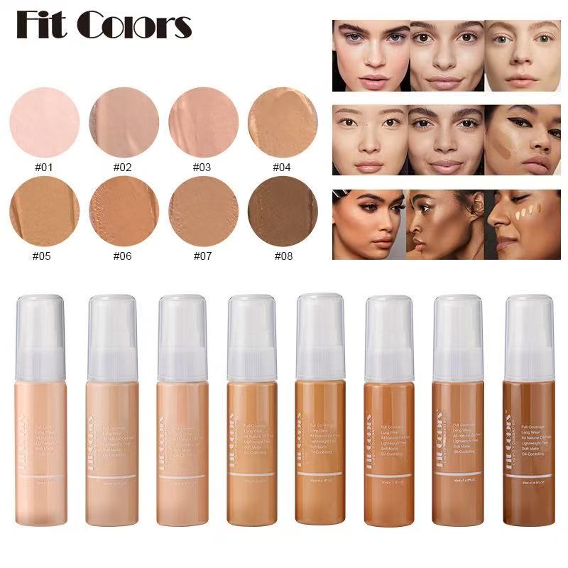 Fit Color Full Coverage Makeup Creamy liquid Foundation 30ml 8 color Shades Waterproof Concealer Primer Highlighter fond de teint base Silky Smooth Hi