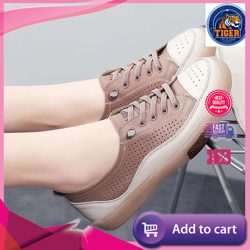 Ddmytiger Women Flat Summer Breathable Cutout Casual Ladies Soft Bottom Genuine Leather Flats White Shoes Woman Outdoor Shoes