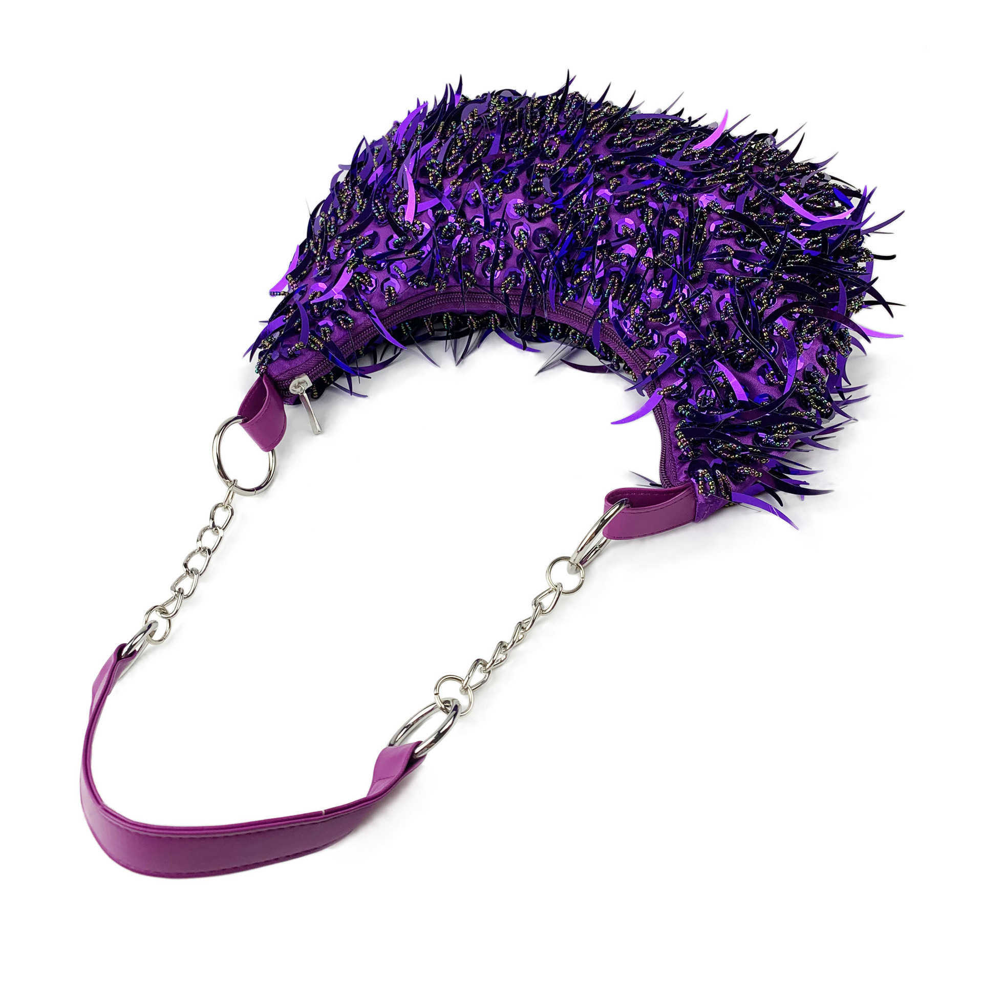 Double sided nail bead pointed round bead hand string tassel underarm back women's bag large bag