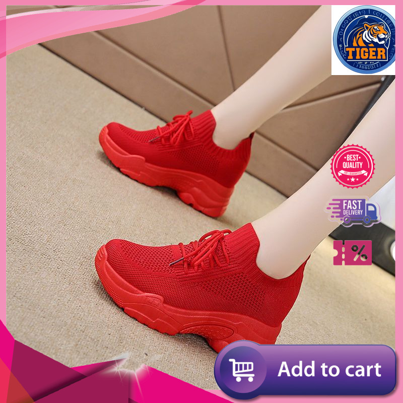 Ddmytiger Women S New Spring Flyknit Mesh Casual Sports With Inner Heightening Little White Breathable Thick Sole Dad Shoes Summer Outdoor Shoes