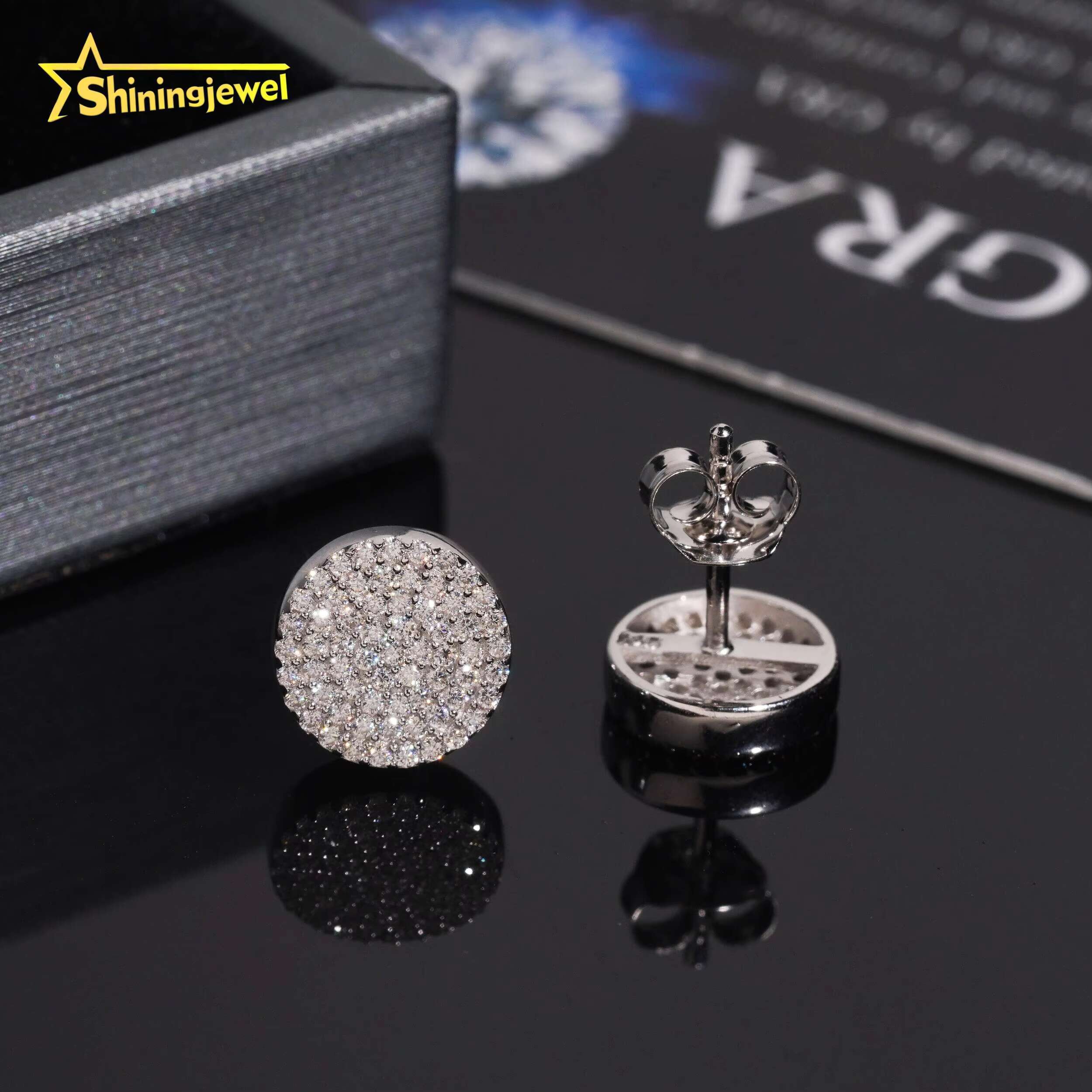 High Grade Fine Jewelry 925 Sterling Silver Iced Out Hip Hop Jewelry VVS Fashion Diamond Moissanite Stud Earrings