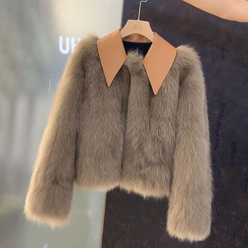 Skin Hair One Body Korean Temperament Autumn And Winter New Ladies Jacket Fashion Slim Fur Small Fragrance Short Coat Woman