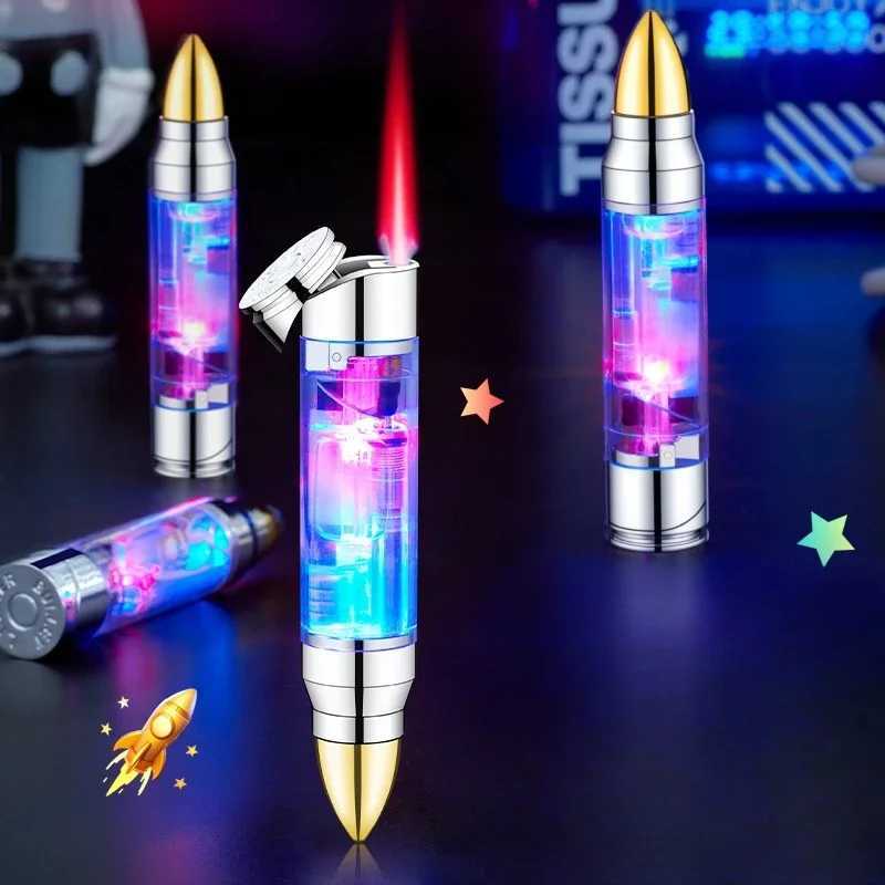 New Windproof Mini Inflatable Lighter Jet Flame Transparent Color Light Torch Lighter Cigarette Accessories Smoking Gifts Y250513