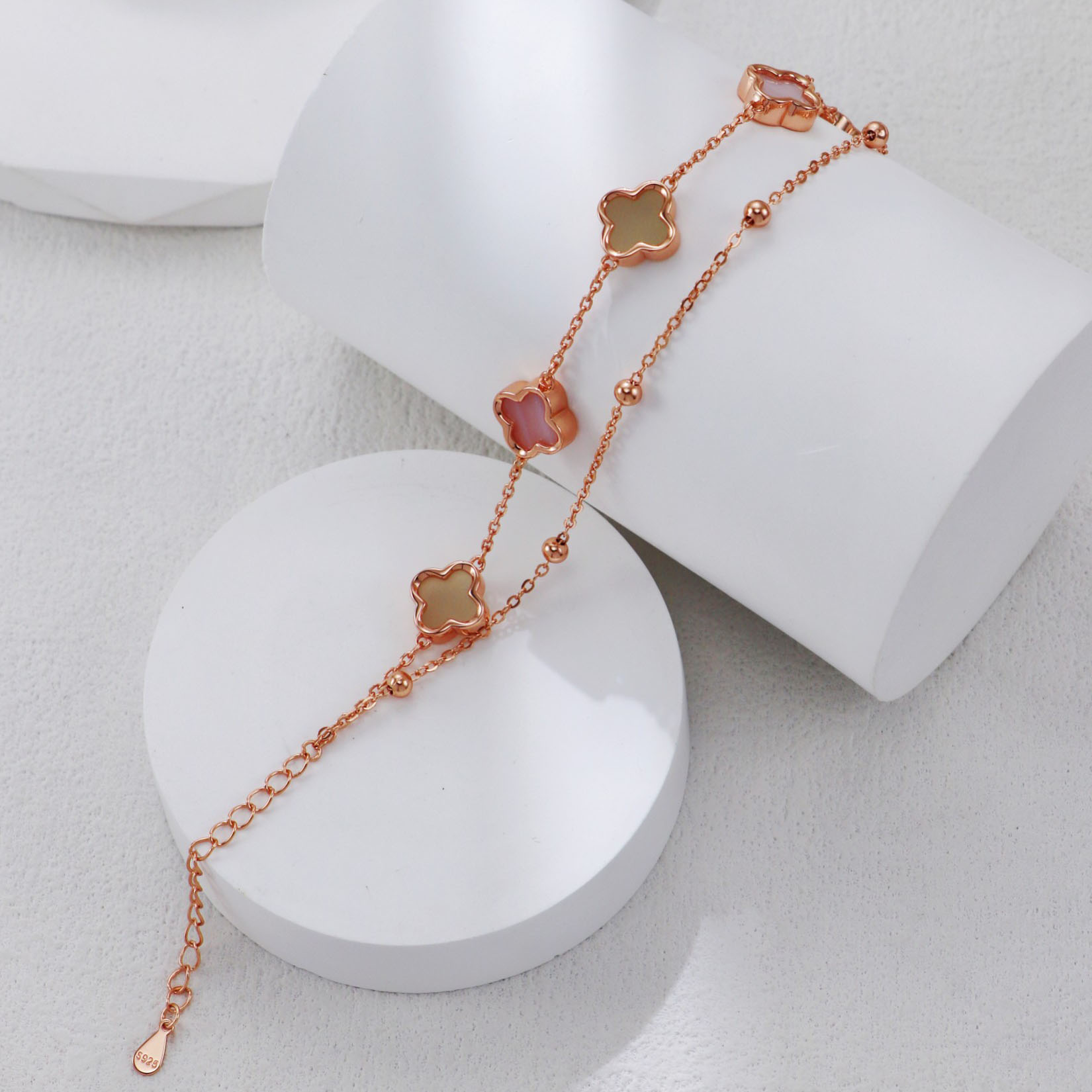 VOBIPY Clover bracelet For Women Hetian jade white shell 925 silver bracelet fashion designer jewelry Classic Engagement birthday Mother's Day gi