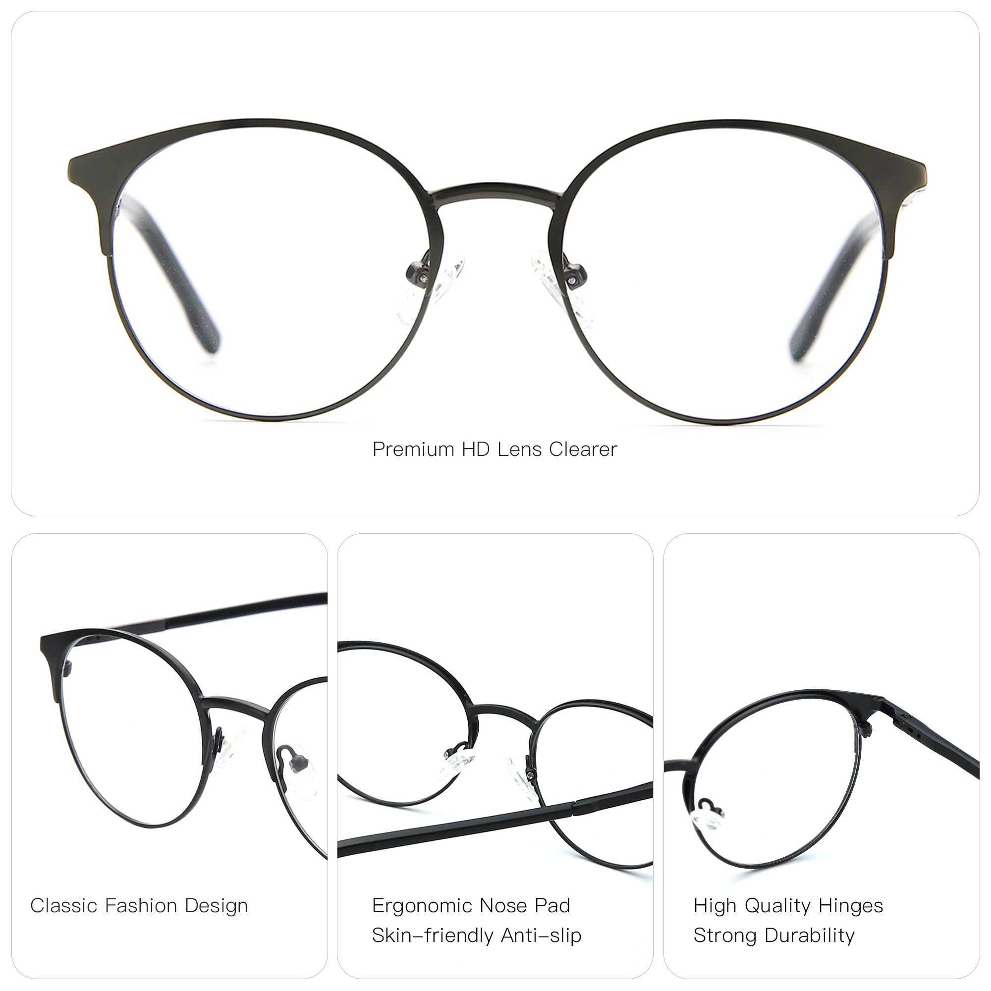 ZENOTTIC Fashion Metal Prescription Eyeglasses Men Glasses Women Myopia Hyperopia Progressive Anti-Blue Light W250513