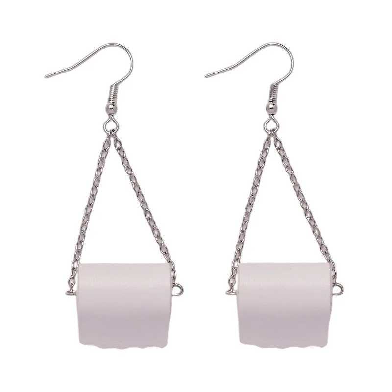 Womens Chic Design Dangle Earrings Creative Funny Simulation Toilet Paper Pendant Earring Female Personality Unusual Jewelry Y250510