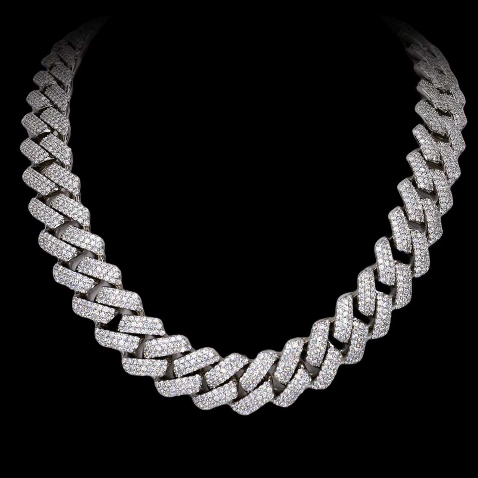 15mm Wholesale Vvs Moissanite Dia Sterling Sier Solid Cuban Link Chain Fully Iced Out Hip Hop Jewelry popular design