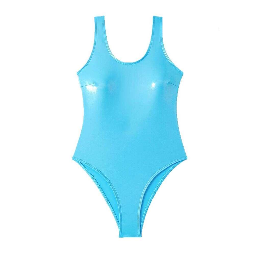 Hot stamping fabric women's swimsuit reflective gold sier one-piece sexy bikini 2025 temperament versatile new trend clothing ins