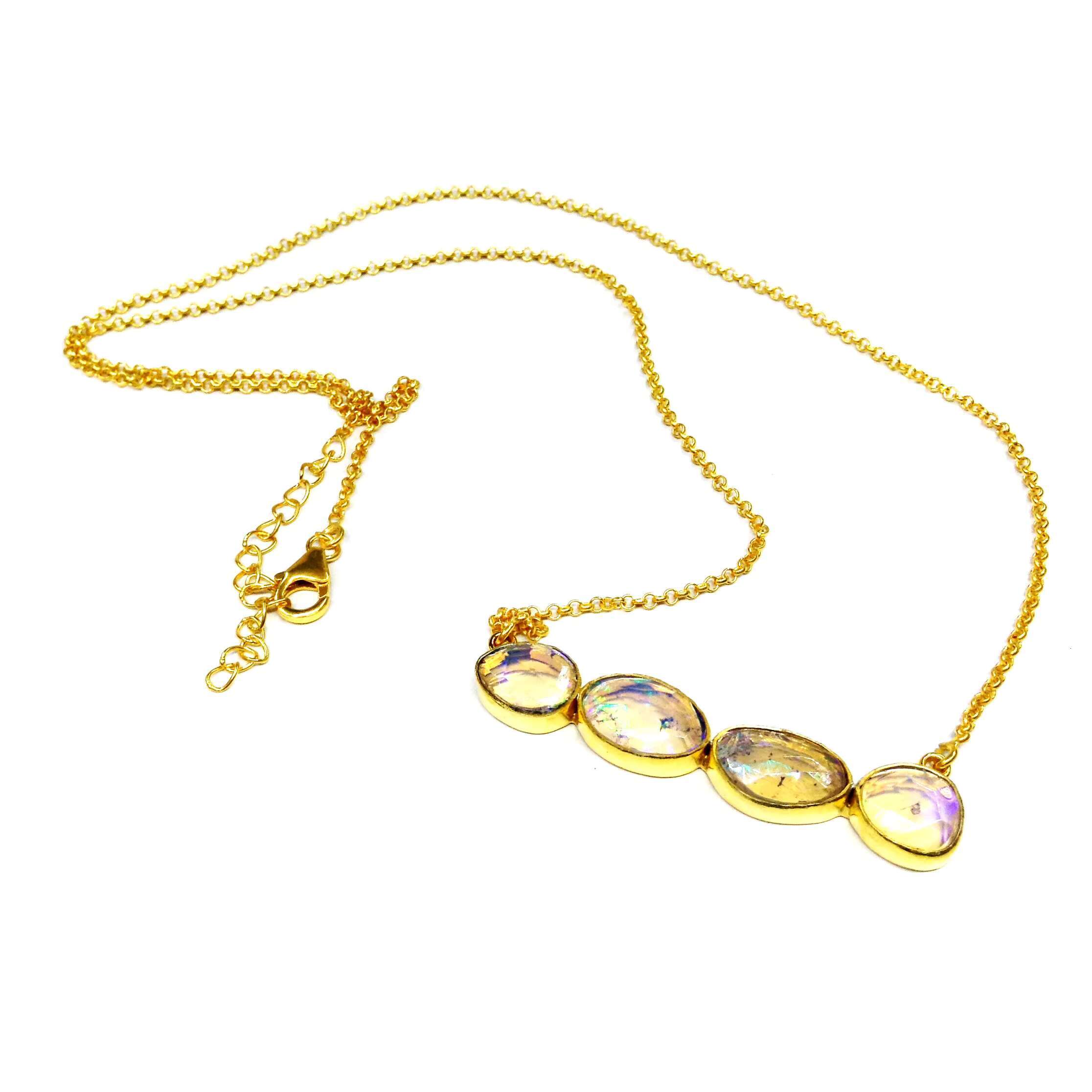 Classic Design Pure Sier Gold Plated Natural Opal Pendant Fashion Accessories Women's Party Wearing Necklace