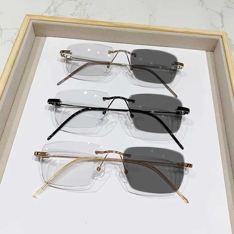 Intelligent Photochromic Myopia Glasses Women Retro Trendy Minus Sight Sunglasses 2 in 1 Farsighted Eyewear Diopter Prescription W250513