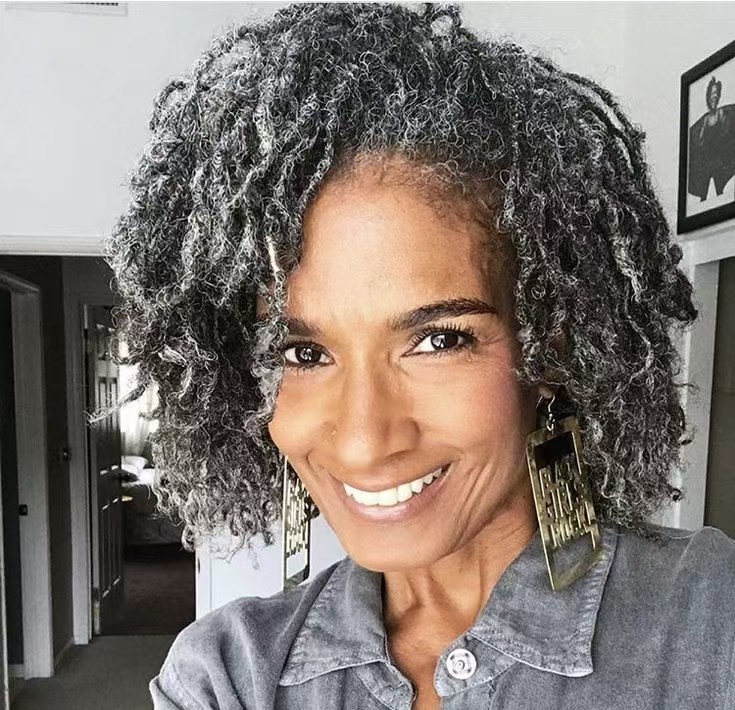 New Silver locs Grey kinky curly hair puff pony tail clip hairpiece, african american Amazing afro curl pony tail gray human hair extension