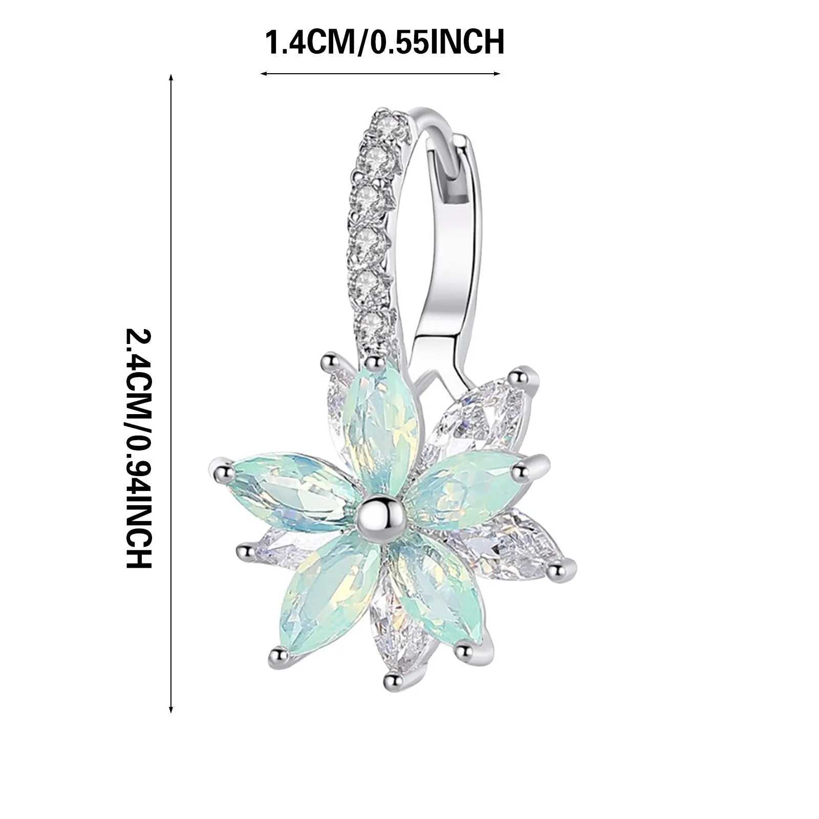 2024 New Earrings Mint Green Inset Zircon Flower Jewelry High Grade Sense Light Luxury Studs Temperament Sweet Crystal Earring Y250510