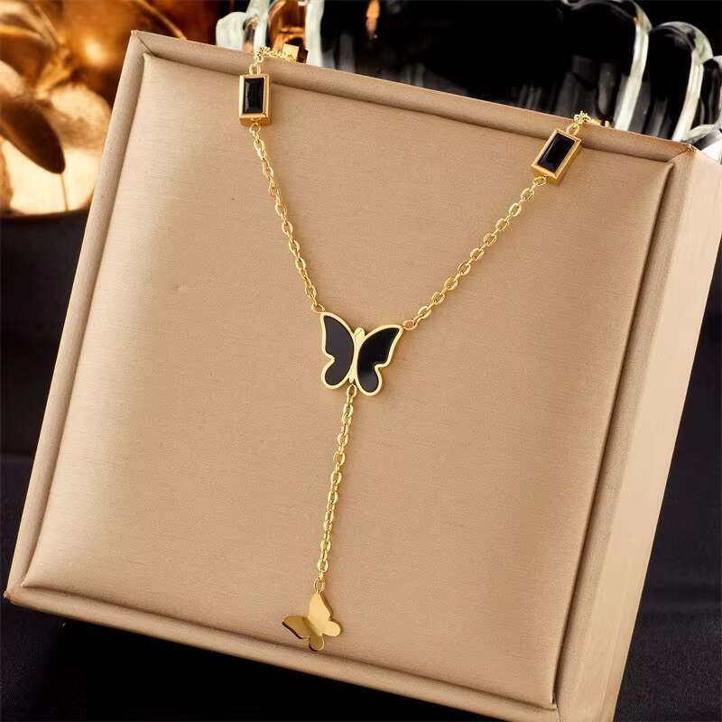 New Design Fashion Accessories Women's Gift Stainless Steel Chain Butterfly Pendant Necklace