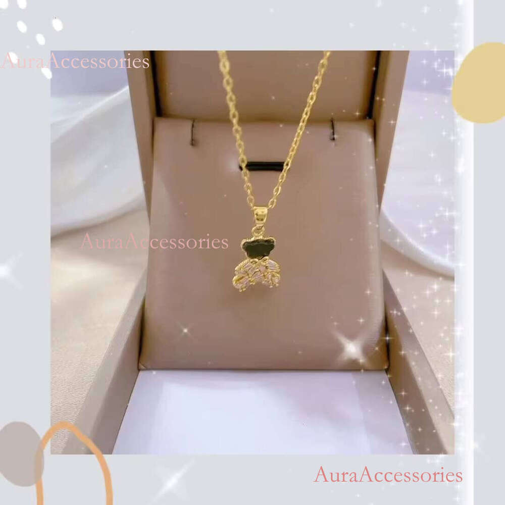 Women and Men Gold Plated Zircon Inlay Pendant Fashion Jewelry Bear Charm Pendants