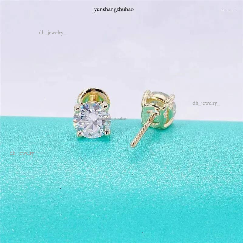 Stud Earrings 0.2-4CT 3-8mm Moissanite Screwback Women Sterg Sier 14K Gold Plated Moisanite Solitaire Pass