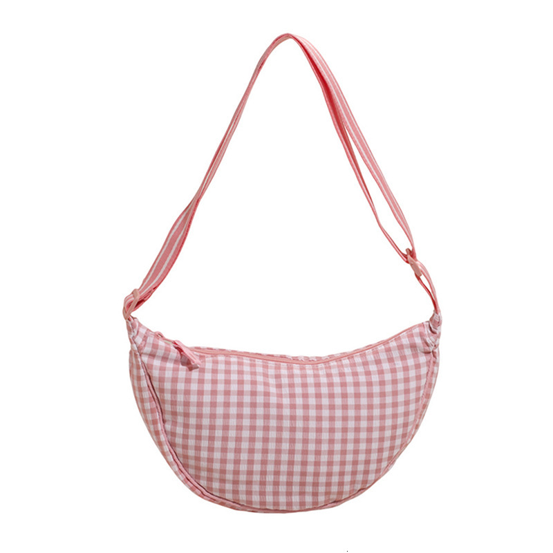 Fashion plaid contrasting color hand-held crescent women's 2025 summer new artistic shoulder versatile crossbody bag