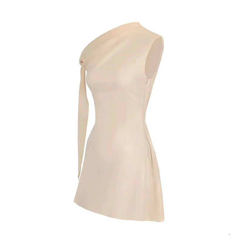 Women ALine Dresses Summer Streetwear Fashion Ribbon Skew Collar Casual Slim Dress Solid Sexy Off Shoulder Knitted 250513