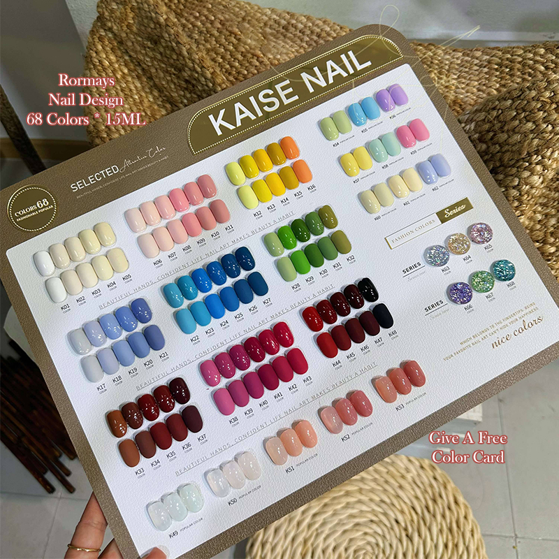 Rormays Popular gel Polishing 68PCS Mixed Clearcoat Rainbow Semi Permanent Immersion UV Nail Salon Whitening Shiny Bare Color Factory wholesale