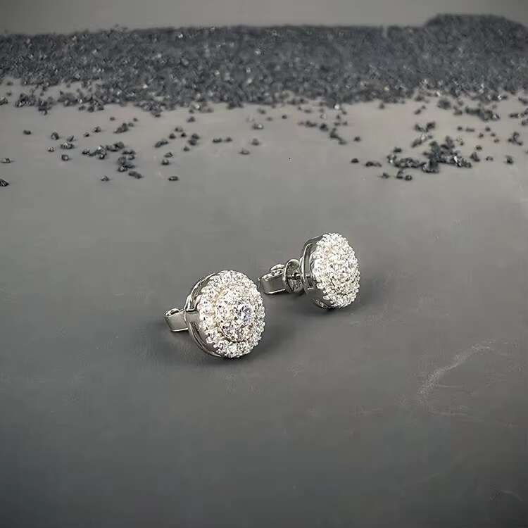 GRA Hip Hop Iced Out Bling 925 Sterling Silver Pass Diamond Tester VVS Moissanite Stud Earrings for Men Women