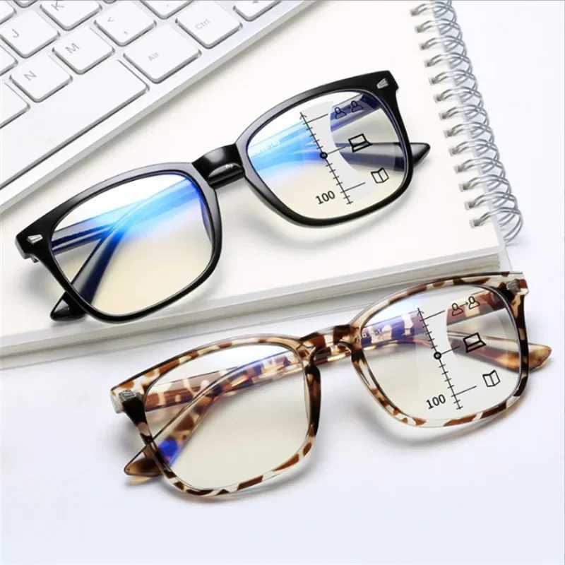 Progressive Multifocal Anti Blue Reading Glasses Intelligent Zoom Far and Near Dual Light Presbyopic Glasses Optical Eyeglasses W250513