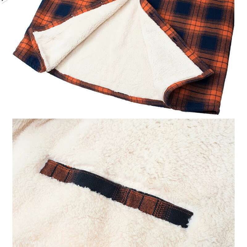 MAGCOMSEN Men's Fleece Plaid Flannel Shirt Button Up Casual Cotton Jacket Thicken Warm Spring Work Coat Sherpa Outerwear