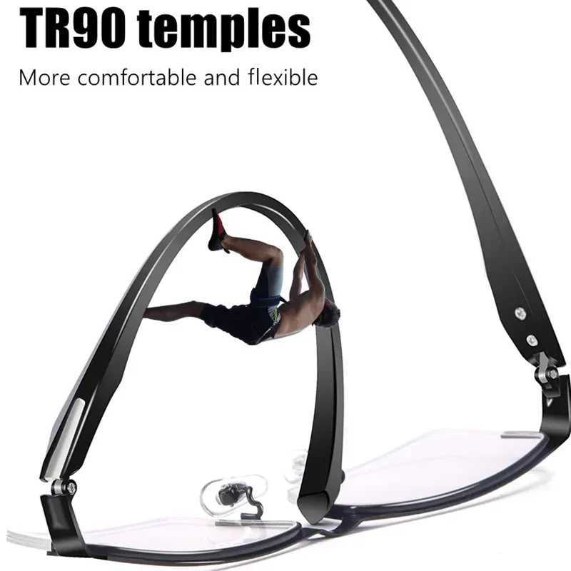 Progressive Multifocal Photochromic Reading Glasses Anti-blue Light Far Sight Glasses Men Half Frame Business Presbyopia Glasses W250513