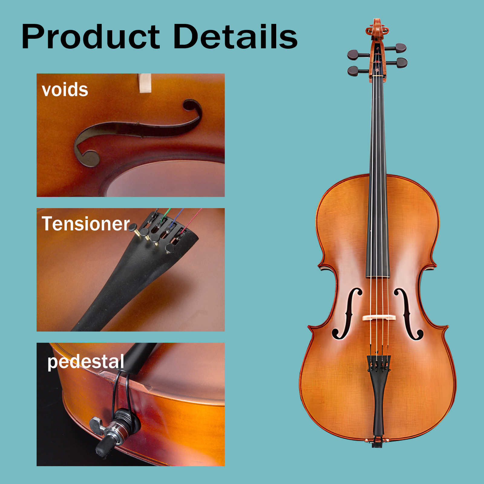 Delicate Entry-Level Cello Made from Premium Natural Wood - Perfect Tone Quality