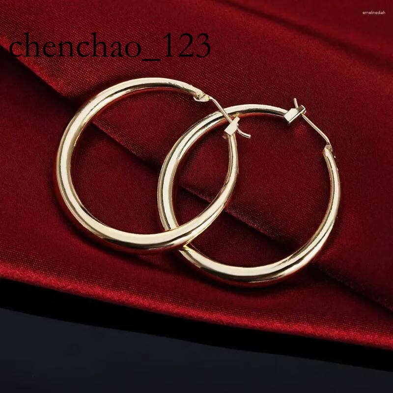 Hoop Earrings Sterling Sier 3.5cm Round High Quality Gold Plated Fashion Jewelry Wedding Christmas