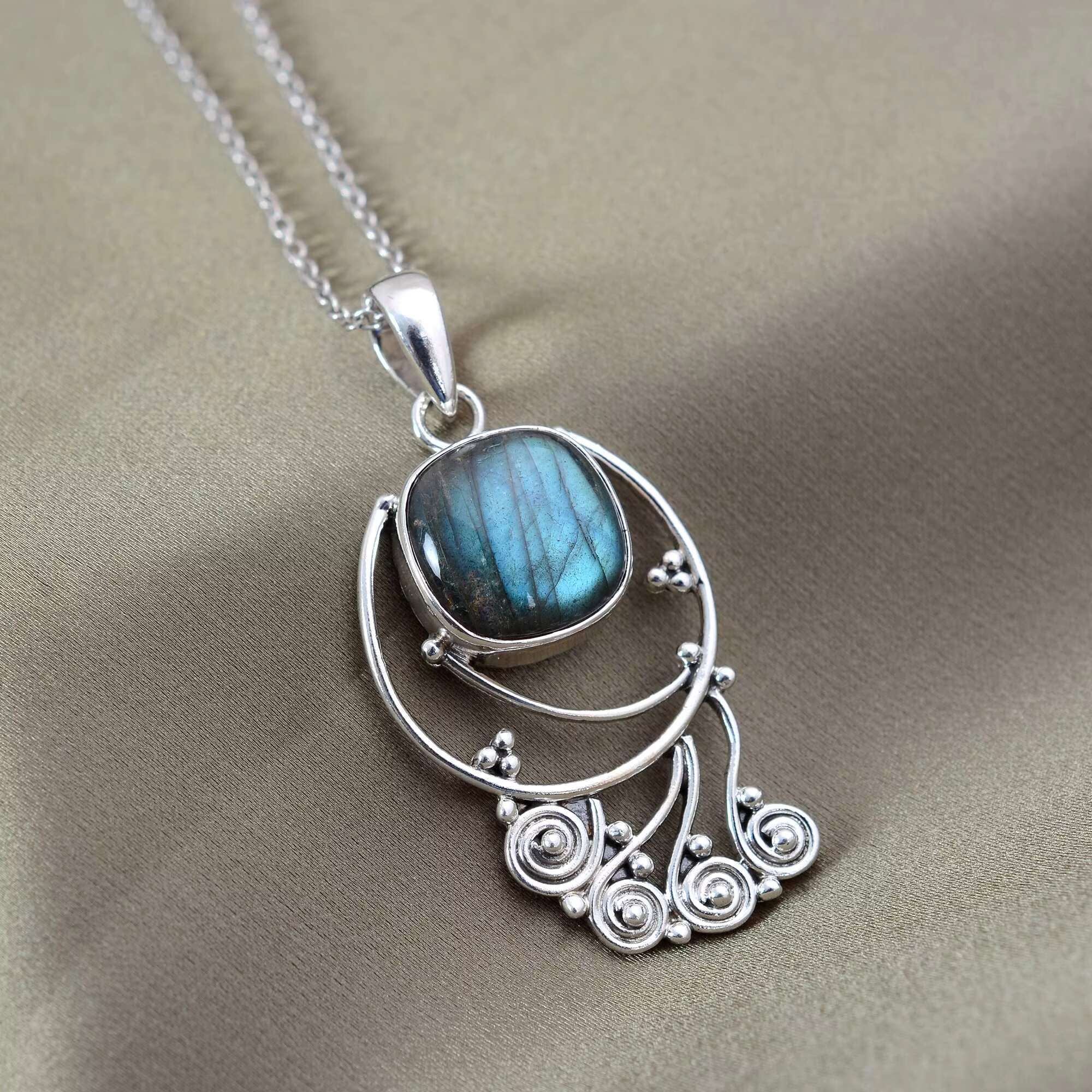 Shining fashion S pure sier natural Labrador geometric pendant necklace for women's accessories