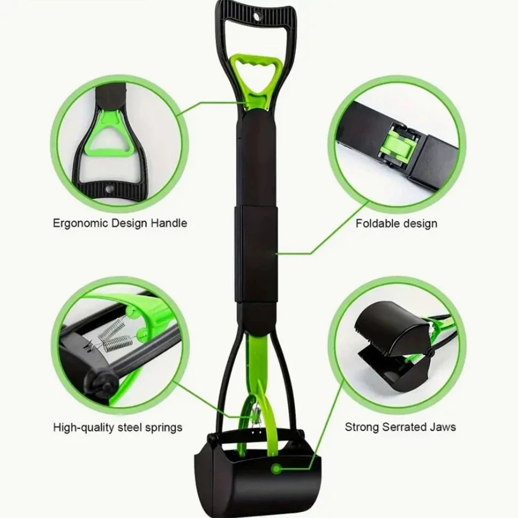Dog Poop Scooper Pet Long Handle Large Folding Design Fecal Collector Outdoor Dog Poop Grabber Pet Clean Tools
