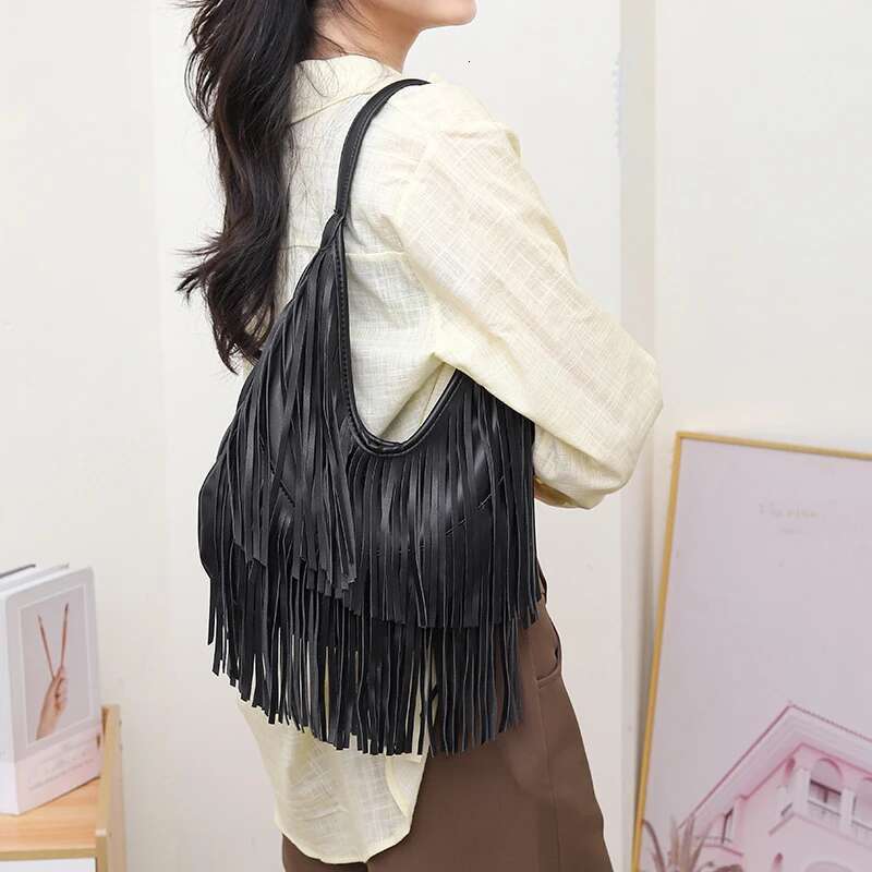 Long Tassels Women handbag Fashion Shoulder Bags for ladies hand Soft PU leather casual hobos armpit bag female Tote