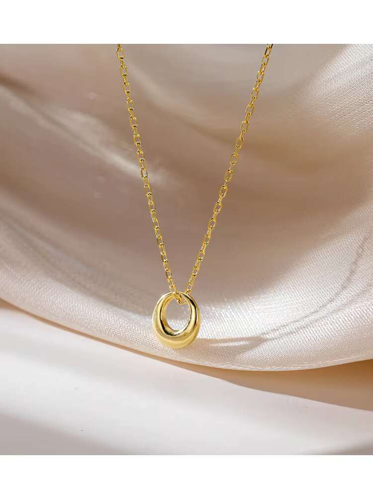 Pure sier fashion circle hollow pendant simple and luxurious necklace, women's Haino 975