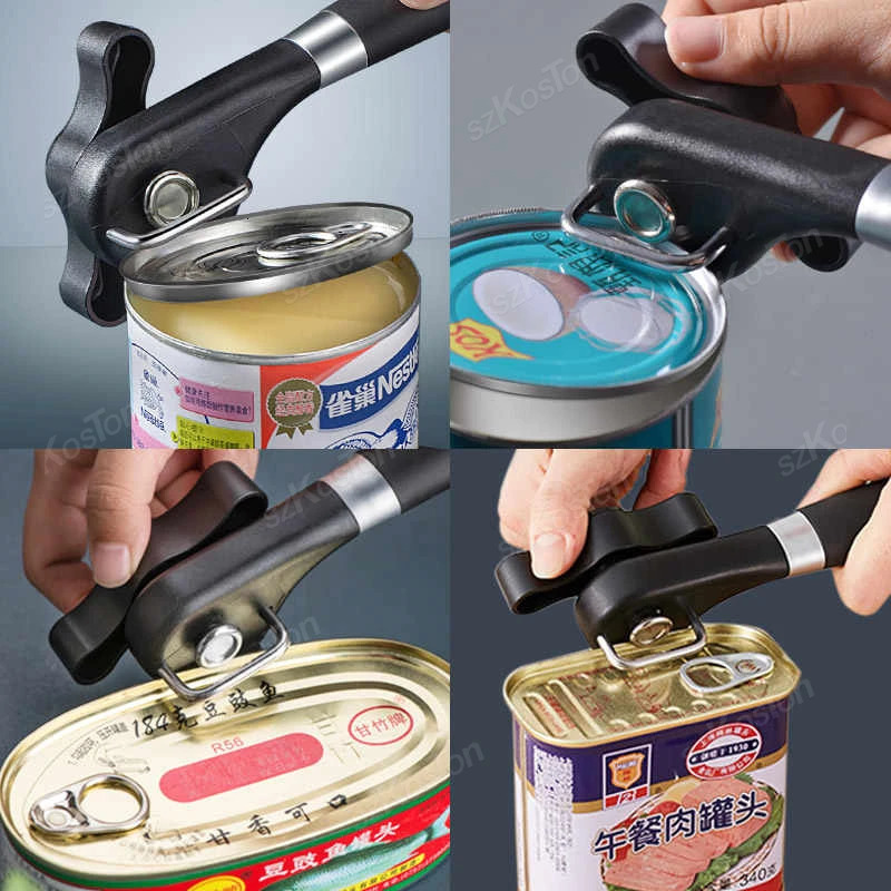 Handheld Safe Cut Can Opener Smooth Edge Can Opener Food Grade Stainless Steel Side Cutting Can Opener for Kitchen Tools 250513