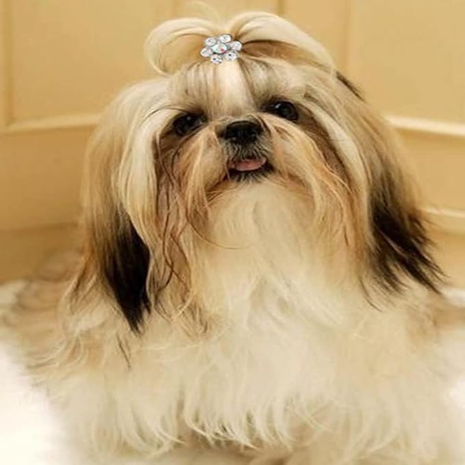 4Pcs Diamond Fashion Dog Plum Flower Princess Mini Hair Clip, Pet Hair Products, Puppy Party Birthday Hair Grooming Accessories, Photography Props Pin